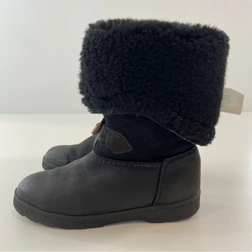 Sorel Women Black Leather Shearling Lined Snow Winter Boots Size 8 - Picture 2 of 16
